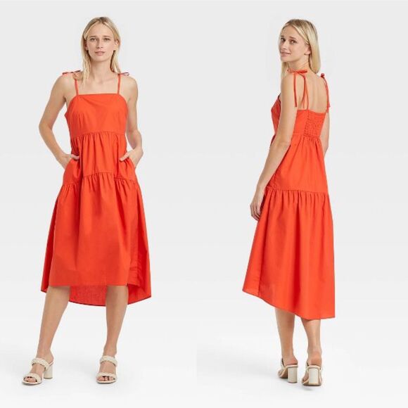 Who‎ What Wear Sleeveless Baby Doll Dress in Red Clay High Low Sundress Size 3X - Picture 1 of 4